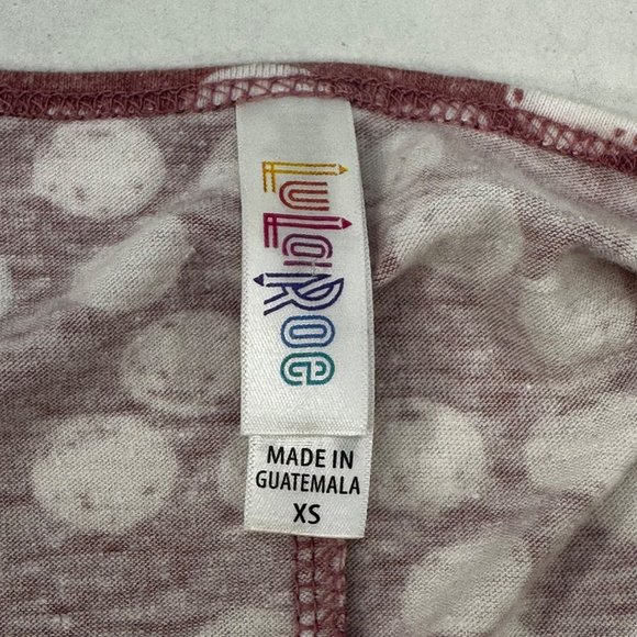 LuLaRoe Women's Size XS Short Sleeve Top Polka Dot Brown White Preowned - Picture 3 of 12